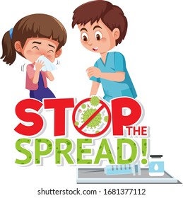 Diseño de afiche Coronavirus con la palabra stop ilustración de difusión