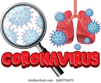 Coronavirus poster design with word and virus cells illustration