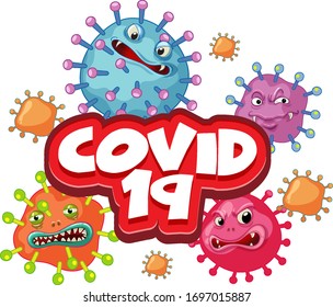 Coronavirus poster design with words and virus cells illustration