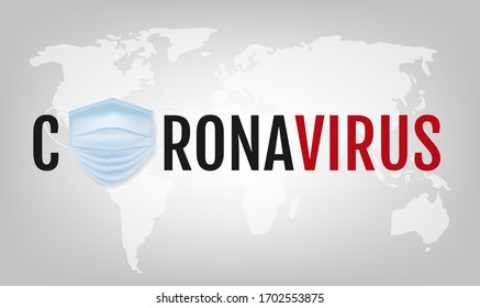 Cartel Coronavirus Con Fondo Gris Con Malla De Gradiente, Ilustración Vectorial Con Malla De Gradiente, Ilustración Vectorial