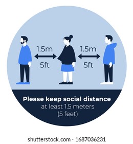 Coronavirus poster says to keep social distance at least 1.5 meters during COVID-19 outbreak.