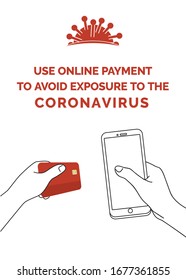Afiche de Coronavirus con el texto: Utilizar el pago en línea para evitar la exposición al Coronavirus