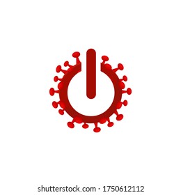 Coronavirus power off Icon, Covid-19 Coronavirus Bacteria. No Infection and Stop Coronavirus for New normal after pandemic covid-19 Concept. Isolated vector icon.