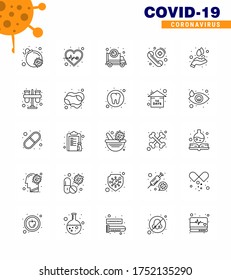 Coronavirus Precaution Tips Icon For Healthcare Guidelines Presentation 25 Line Icon Pack Such As Hands; Care; Corona; Medical; Call Viral Coronavirus 2019-nov Disease Vector Design Elements