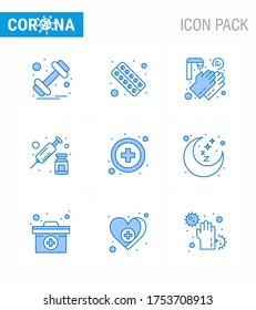 Coronavirus Precaution Tips icon for healthcare guidelines presentation 9 Blue icon pack such as vaccine; injection; medicine; drugs; washing viral coronavirus 2019-nov disease Vector Design Elements