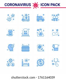 Coronavirus Precaution Tips icon for healthcare guidelines presentation 16 Blue icon pack such as transmitters; spread; transportation; coronavirus; hospital viral coronavirus 2019-nov disease