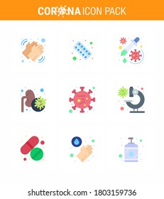 Coronavirus Precaution Tips icon for healthcare guidelines presentation 9 Flat Color icon pack such as  epidemic; virus; health; vaccine; medicine viral coronavirus 2019-nov disease Vector Design