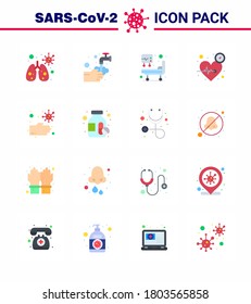 Coronavirus Precaution Tips icon for healthcare guidelines presentation 16 Flat Color icon pack such as dirty; care; hospital bed; time; heart viral coronavirus 2019-nov disease Vector Design Elements
