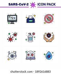 Coronavirus Precaution Tips icon for healthcare guidelines presentation 9 Filled Line Flat Color icon pack such as virus; covid; diagnosis; coronavirus; signaling viral coronavirus 2019-nov disease 