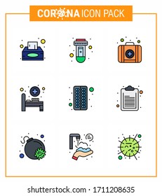 Icono de Coronavirus Prevention 25 Set Blue. píldora; cápsula; emergencia; antivirus; coronavirus viral de lecho hospitalario Enfermedad de 2019-nov Elementos de diseño de vectores