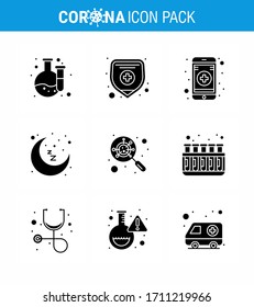Coronavirus Prevention 25 icon Set Blue.  Chemie; Interfac; mobile App; Glas; Restzeit virales Coronavirus 2019-nov Krankheit Vektorillustration Design Elements