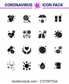 Icono de Coronavirus Prevention 25 Set Blue. corazón; laboratorio; propagación; tubo de ensayo; Enfermedad de coronavirus viral en sangre 2019-nov Elementos de diseño de vectores