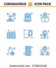 Das Symbol Coronavirus Prevention 25 setzt Blau. Sicherheit; Papier, Hygiene; Reinigung; Kit Virus Coronavirus 2019-nov Krankheit Vector Design Elements