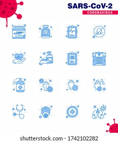 Coronavirus Prevention 25 icon Set Blue. heart; avoid; health; otolaryngologist; breathe viral coronavirus 2019-nov disease Vector Design Elements