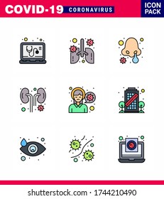 Coronavirus Prevention 25 icon Set Blue. head; infection; pneumonia; infected; nose infection viral coronavirus 2019-nov disease Vector Design Elements