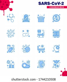 Das Symbol Coronavirus Prevention 25 setzt Blau. Corona-Virus; Fehler; medizinisch; Bakterien; Viruscoronavirus 2019-nov Krankheit Vector Design Elements