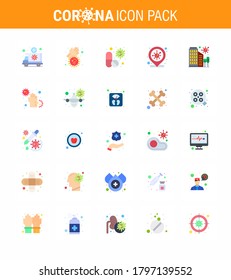 Coronavirus Prevention 25 icon Set Blue. covid; location; virus; medicine; medical viral coronavirus 2019-nov disease Vector Design Elements