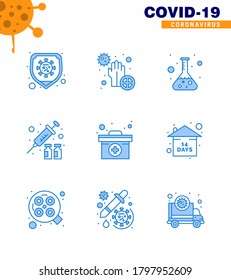 Coronavirus Prevention 25 icon Set Blue. case; virus vaccine; bacteria; protection; test viral coronavirus 2019-nov disease Vector Design Elements