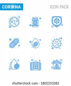 Coronavirus Prevention 25 icon Set Blue. Medizin; Kapsel; Gesundheit; Virus, Sicherheitsviruscoronavirus 2019-nov Krankheit Vektor Design Elements
