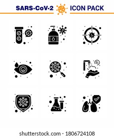 Coronavirus Prevention 25 icon Set Blue.  scan virus; eye; virus protection; drop; virus viral coronavirus 2019-nov disease Vector Design Elements