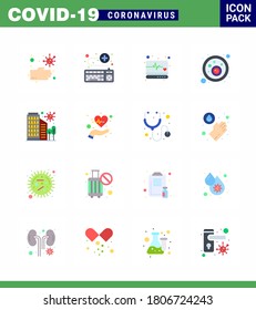 Coronavirus Prevention 25 icon Set Blue. building; covid; survice; bacteria; medical monitor viral coronavirus 2019-nov disease Vector Design Elements