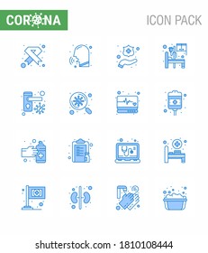 Icono de Coronavirus Prevention 25 Set Blue. habitación; hospital; rinitis; cama; Enfermedad de coronavirus viral manos 2019-nov Elementos de diseño de vectores