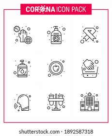 Icono de Coronavirus Prevention 25 Set Blue.  enfermedad; signo; mano; cinta; Enfermedad de coronavirus viral de vih 2019-nov Elementos de diseño de vectores