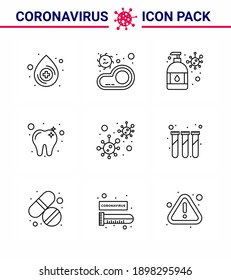 Coronavirus Prevention 25 icon Set Blue.  Kabeljau; Bakterien; Handwäsche; Zahn; Viruscoronavirus 2019-nov Krankheit Vektor Design Elements