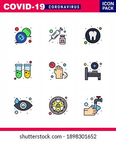 Coronavirus Prevention 25 icon Set Blue. dirty; lab; dental; test tube; blood viral coronavirus 2019-nov disease Vector Design Elements