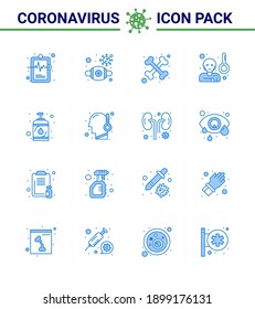 Coronavirus Prevention 25 icon Set Blue. disease; temprature; virus; sick; fever viral coronavirus 2019-nov disease Vector Design Elements