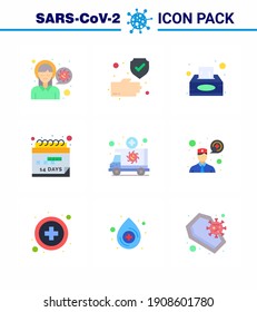 Icono de Coronavirus Prevention 25 Set Blue.  ambulancia; cuarentena; seguro; evento; caja de tejidos coronavirus viral 2019-nov Enfermedad Vector Elementos de diseño