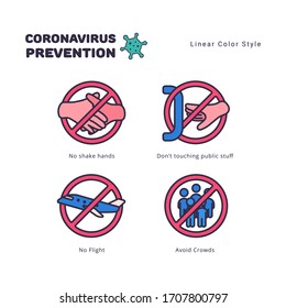 Coronavirus prevention concepts illustration linear color style