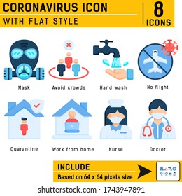 Coronavirus prevention covid-19 premium icon with flat style isolated on white background. Such icons concept design as mask, social distancing, work from home, stay home, quarantine and avoid crowds