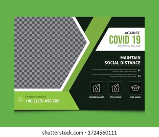Coronavirus prevention Flyer Template. Stay home.Protection from coronavirus 2019-nCov Flyer. Wuhan coronavirus global outbreak. Vector illustration for poster, banner, flyer.