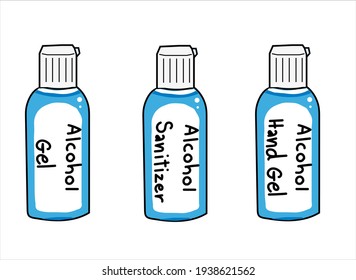 Coronavirus prevention hand sanitizer gel for hand hygiene coronavirus protection for personal hygiene in vector. with alcohol gel, alcohol hand gel and alcohol sanitizer label. Vector Illustration