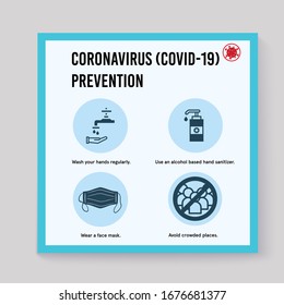 Coronavirus prevention infographic for social media post.