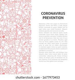 Coronavirus Prevention Line Pattern Concept. Vector Illustration of Outline Design.