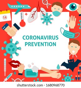 Coronavirus Prevention Paper Template. Vector Illustration Flat Style Medical Concept.