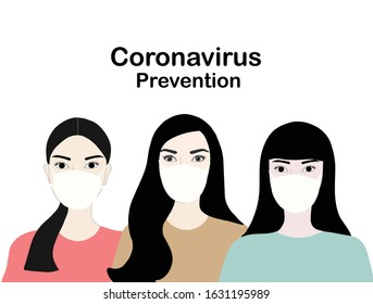 Coronavirus prevention people wearing pm 2.5 mask isolated vector illustrotion. Coronavirus outbreak concept background
