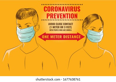 Dibujo vectorial del cartel de prevención del coronavirus