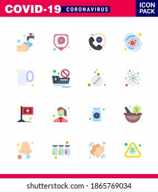 Prevención del Coronavirus Set Iconos. 16 Icono de color plano como limpieza; covid; virus; coronavirus; enfermedad coronavirus viral mundial 2019-nov Elementos de diseño de vectores