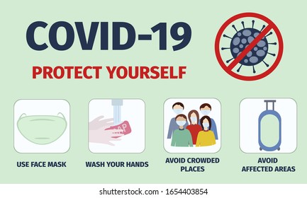 Coronavirus prevention. Stay home. Pandemic. COVID-19 concept. Protection from 2019-nCov. Vector illustration for poster, banner, flyer.