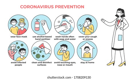 Coronavirus Prevention Tip Doctor Presenting List Stock Vector (Royalty ...