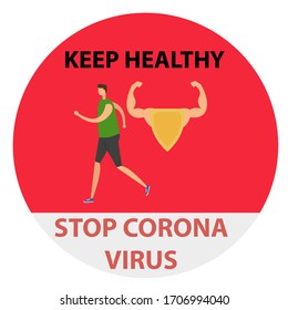Coronavirus prevention vector icon : People are suggested to exercise regulary to avoid Covid-19