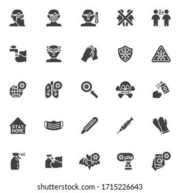 Coronavirus Prevention vector icons set, modern solid symbol collection, filled style pictogram pack. Signs, logo illustration. Set includes icons as  medical mask, hands washing, sanitizer, gloves