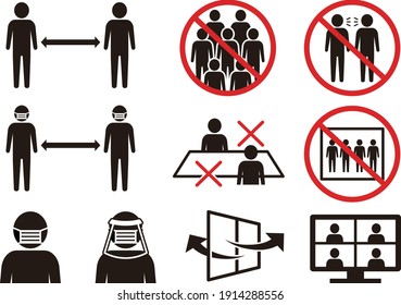 
Coronavirus preventive measures simple icon set