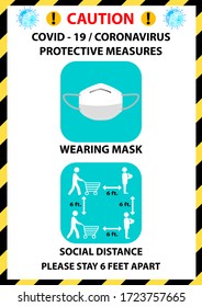 Coronavirus preventive signs for Customer or Employee to do before entry. Covid-19 Protective measures poster Sign for School, Supermarket, Shopping mall, Hospital. A3 - A4 size vector illustration.