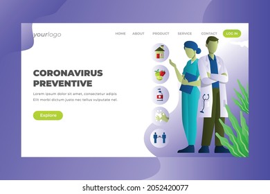 Coronavirus Preventive - Vector Landing Page