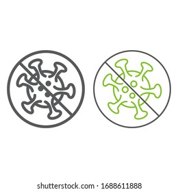 Coronavirus Prohibit sign line and color line icon, virus and dangerous, stop coronavirus sign, vector graphics, a linear pattern on a white background, eps 10