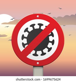 coronavirus prohibition sign vector eps